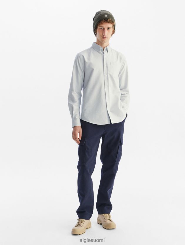 Aigle miehet oxfordin pitkähihainen paita bleu ciel vaatteet 0H0BPX47