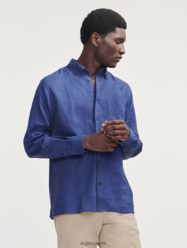 Aigle miehet pellava pitkähihainen paita encrebleu vaatteet 0H0BPX95