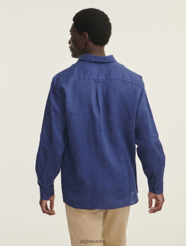 Aigle miehet pellava pitkähihainen paita encrebleu vaatteet 0H0BPX95