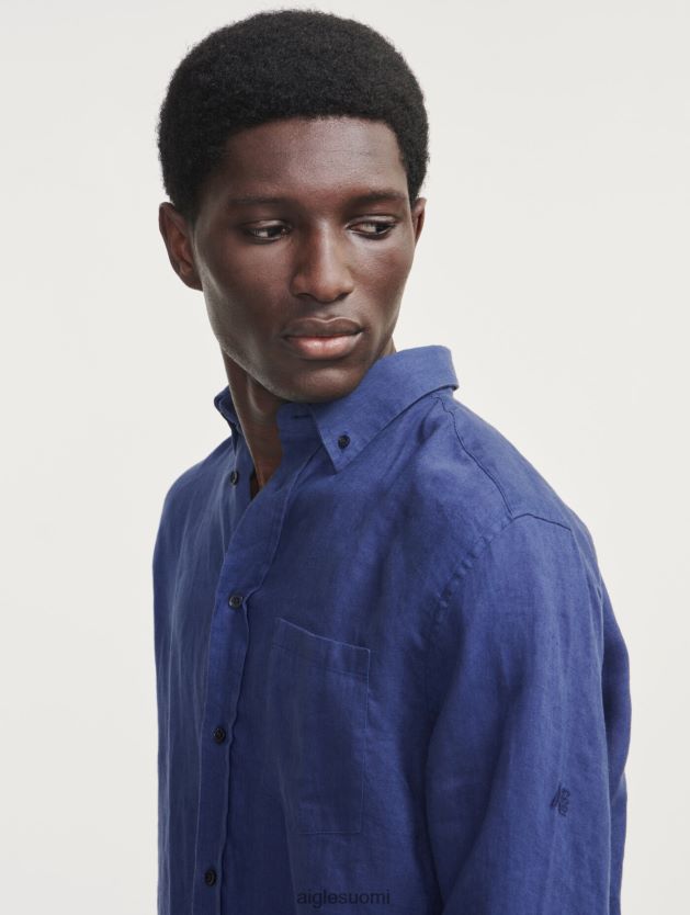 Aigle miehet pellava pitkähihainen paita encrebleu vaatteet 0H0BPX95