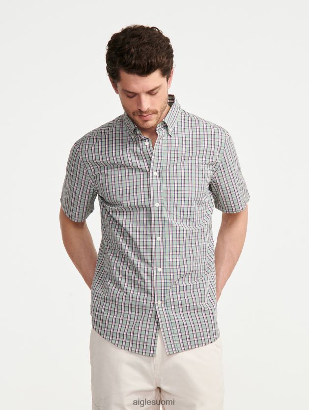 Aigle miehet ruudullinen lyhythihainen paita reseda ch vaatteet 0H0BPX99