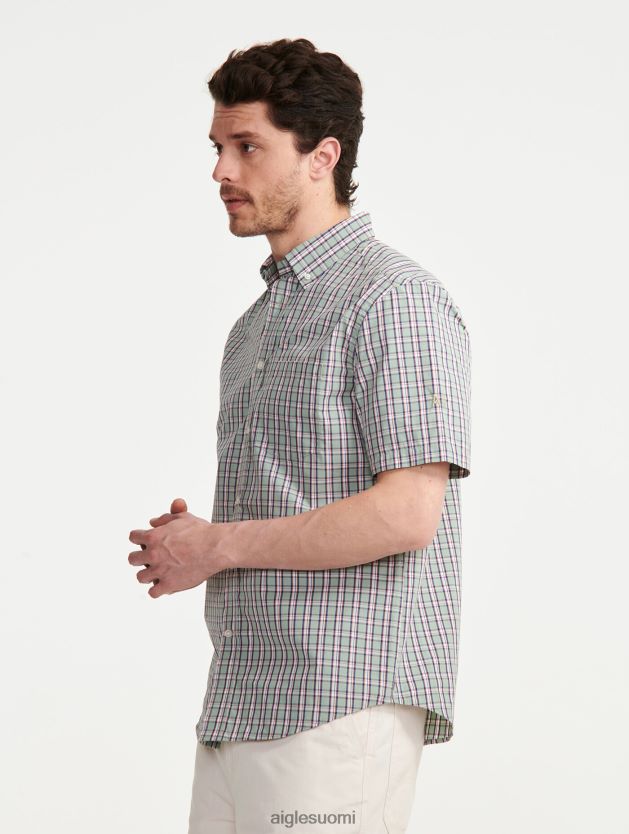 Aigle miehet ruudullinen lyhythihainen paita reseda ch vaatteet 0H0BPX99