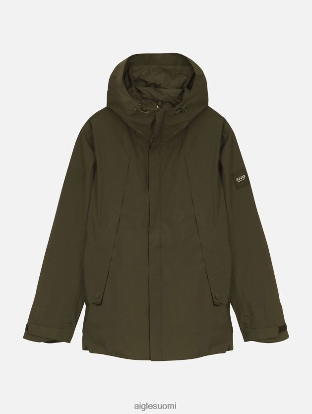 Aigle miehet keskipitkä mtd hupullinen parka kaki vaatteet 0H0BPX178