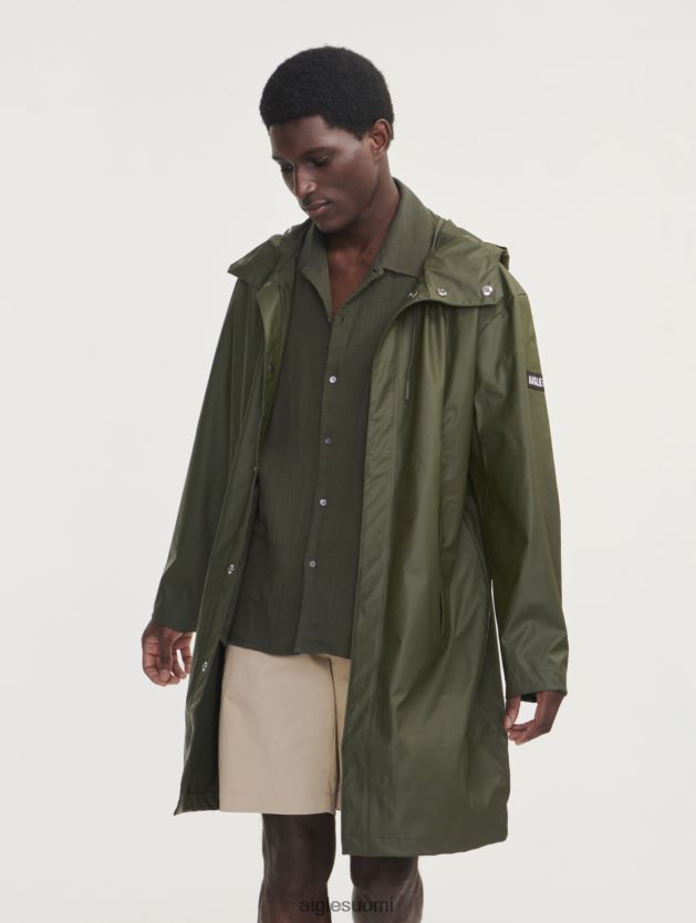 Aigle miehet pitkä hupullinen vedenpitävä parka avocat vaatteet 0H0BPX163