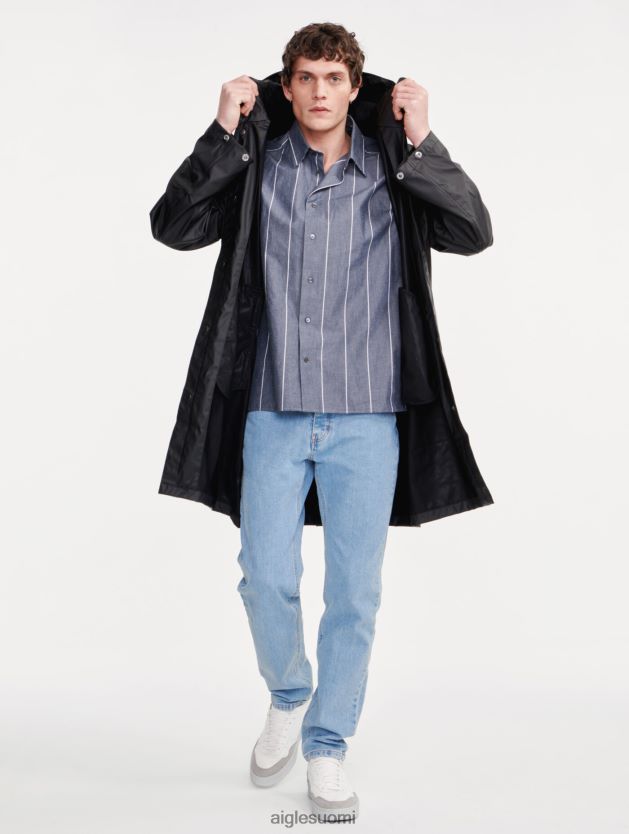 Aigle miehet pitkä hupullinen vedenpitävä parka noir vaatteet 0H0BPX199