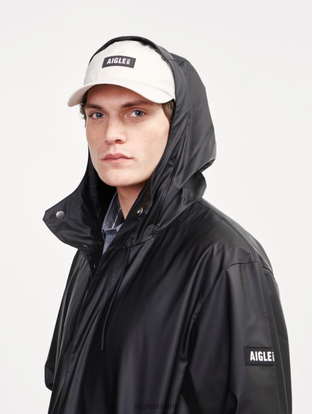 Aigle miehet pitkä hupullinen vedenpitävä parka noir vaatteet 0H0BPX199