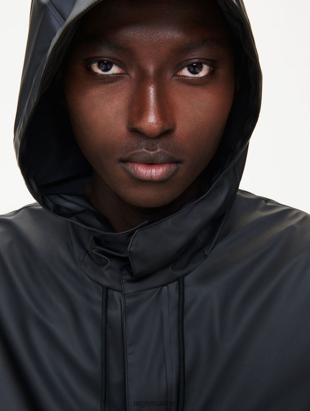 Aigle miehet pitkä hupullinen vedenpitävä parka noir vaatteet 0H0BPX199