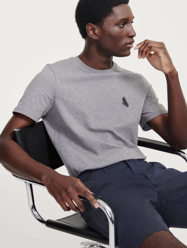 Aigle miehet jersey-kaula-aukkoinen t-paita kanervanharmaa vaatteet 0H0BPX68