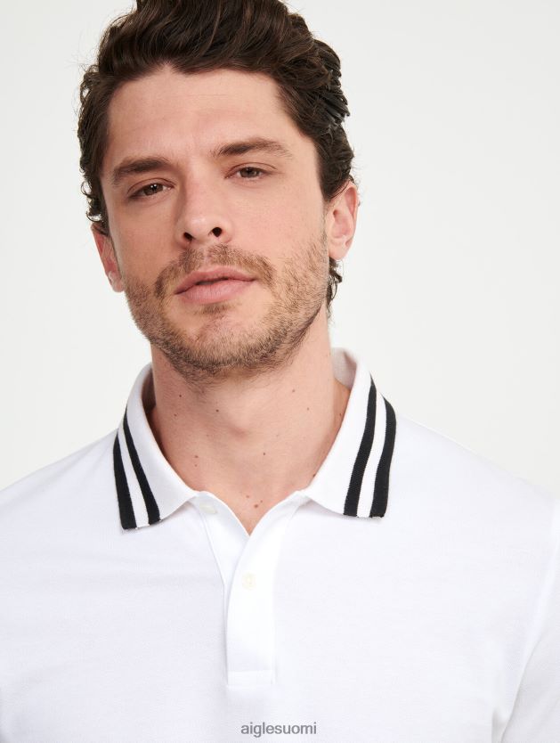 Aigle miehet lyhythihainen kaksoisnauhakauluspoolopaita blanc vaatteet 0H0BPX154