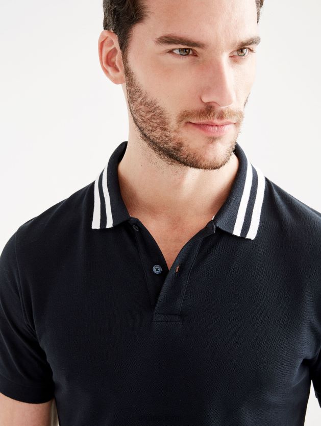 Aigle miehet lyhythihainen kaksoisnauhakauluspoolopaita noir vaatteet 0H0BPX121