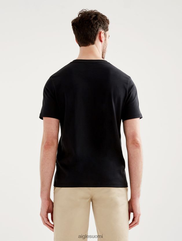Aigle miehet painettu pyöreäkauluksinen pyratex-t-paita noir vaatteet 0H0BPX69