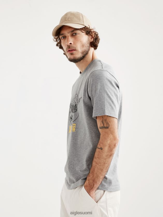 Aigle miehet painettu pyöreäkauluksinen t-paita kanervanharmaa vaatteet 0H0BPX54