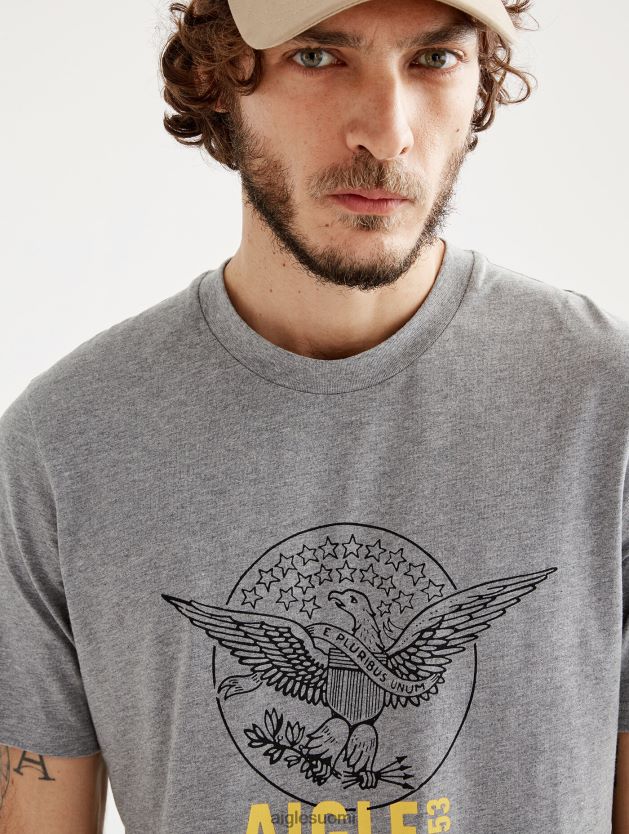 Aigle miehet painettu pyöreäkauluksinen t-paita kanervanharmaa vaatteet 0H0BPX54