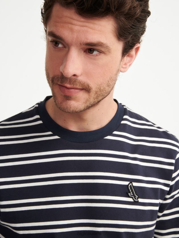 Aigle miehet raidallinen pyöreä kaula-aukkoinen t-paita imperiumi st vaatteet 0H0BPX132