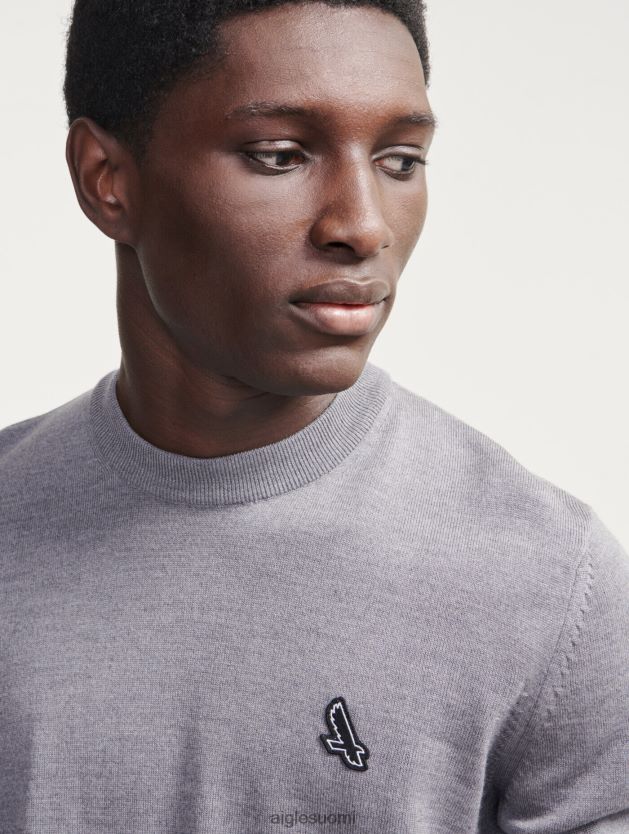 Aigle miehet hienomittainen pyöreäkaulapusero kanervanharmaa vaatteet 0H0BPX150