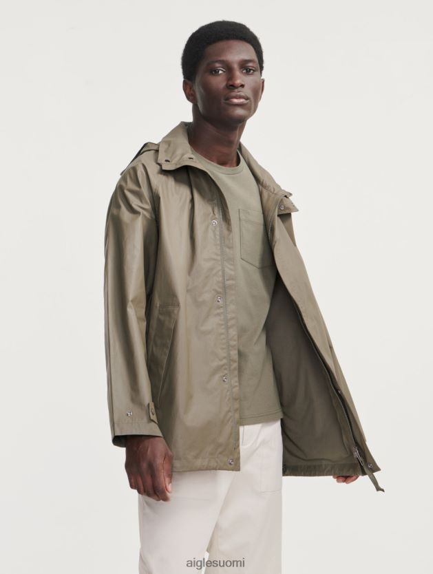 Aigle miehet keskipitkä hupullinen päällystetty takki taillis vaatteet 0H0BPX207