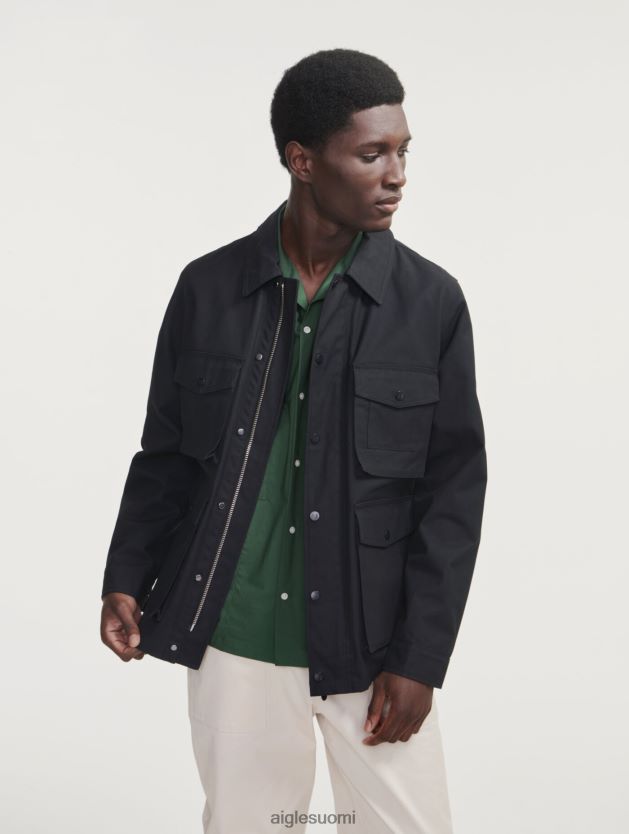 Aigle miehet lyhyt päällystetty safaritakki noir vaatteet 0H0BPX185