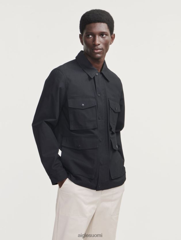 Aigle miehet lyhyt päällystetty safaritakki noir vaatteet 0H0BPX185