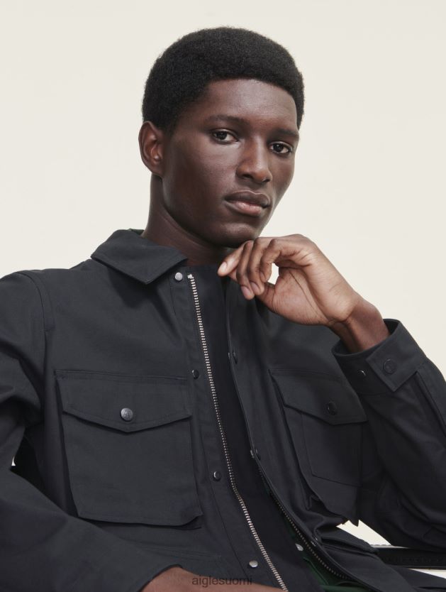 Aigle miehet lyhyt päällystetty safaritakki noir vaatteet 0H0BPX185