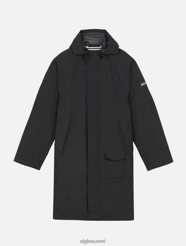 Aigle miehet pitkä hupullinen mtd takki noir vaatteet 0H0BPX184