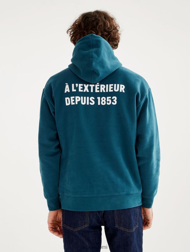 Aigle miehet painettu huppari myrskyn sininen vaatteet 0H0BPX81