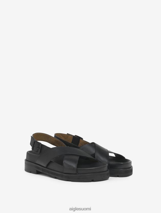 Aigle naiset tyylikäs nahkainen sandaali noir kenkiä 0H0BPX623