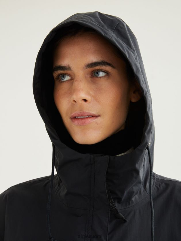 Aigle naiset pitkä huppu mtd parka noir vaatteet 0H0BPX481