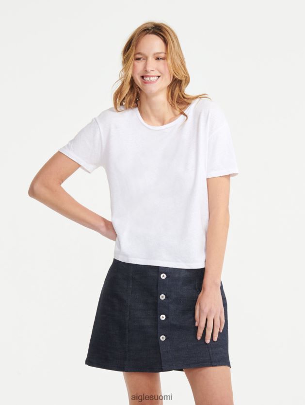 Aigle naiset lyhythihainen pellavasekoite T-paita blanc vaatteet 0H0BPX684