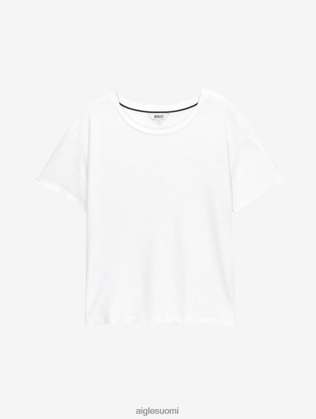 Aigle naiset lyhythihainen pellavasekoite T-paita blanc vaatteet 0H0BPX684