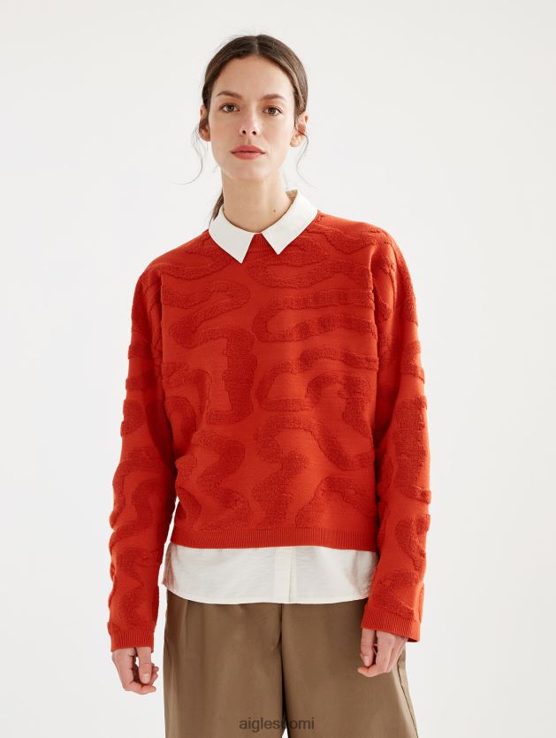 Aigle naiset Pyöreäkaulapusero vermikuloimalla jacquardilla goji vaatteet 0H0BPX532