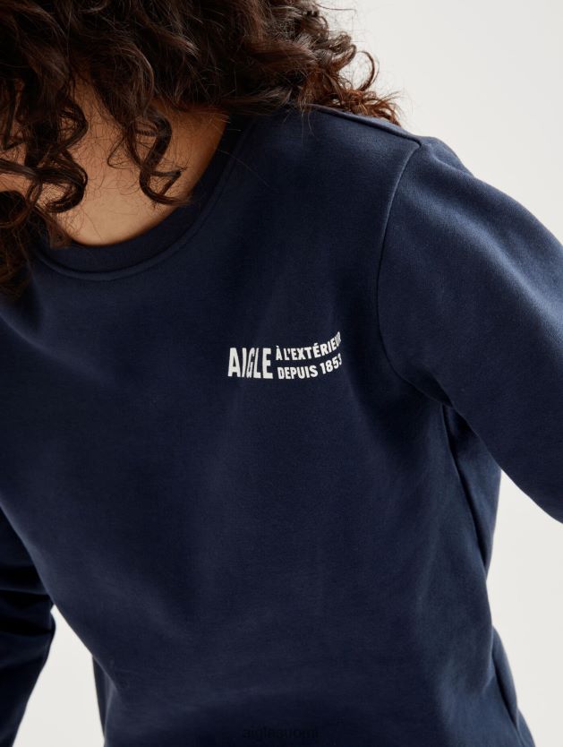 Aigle naiset pyöreäkauluksinen collegepaita harjattu rinnassa printillä imperiumi vaatteet 0H0BPX545